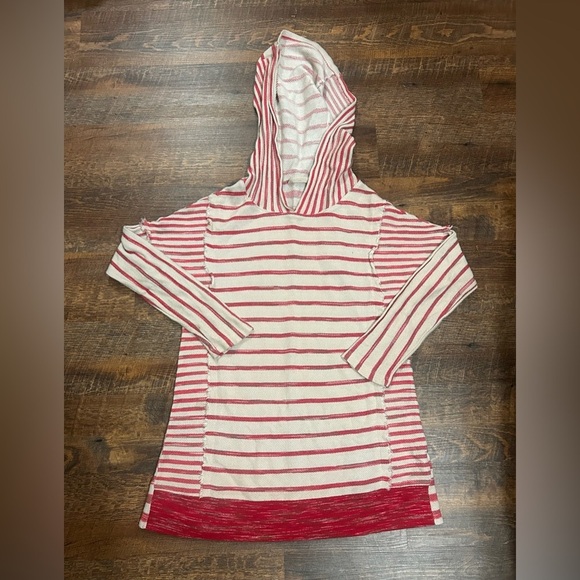 SOFT SURROUNDINGS Hooded French Terry Tunic Size XS Striped Dolman Hippie - Picture 2 of 4